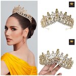 (พร้อมส่ง) เทียร่า 332 สีเหลืองทอง มงกุฎนางงาม งานสวย ปราณีต QCเพชรทุกเม็ด สินค้าพร้อมส่งจากไทย