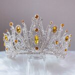 (พร้อมส่ง) เทียร่า 395 สีเหลือง มงกุฎนางงาม มงกุฎเจ้าสาว มงกุฎเพชร งานพรีเมี่ยม สินค้าพร้อมส่งจากไทย