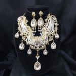 (พร้อมส่ง) สร้อยคอไข่มุก+ต่างหู 089 (หนีบ) สีทอง