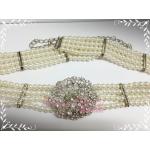 (พร้อมส่ง) เข็มขัดมุกแก้ว-สีเงิน รุ่น 4