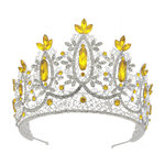 (พร้อมส่ง) เทียร่า 394 สีเหลือง มงกุฎนางงาม มงกุฎเจ้าสาว มงกุฎเพชร งานพรีเมี่ยม สินค้าพร้อมส่งจากไทย