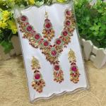 (พร้อมส่ง) เครื่องประดับอินเดีย 013 สีชมพูเข้ม