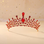(พร้อมส่ง) เทียร่า 004 สีแดง มงกุฎนางงาม มงกุฎเจ้าหญิง งานสวย ปราณีต QCเพชรทุกเม็ด สินค้าพร้อมส่งจากไทย