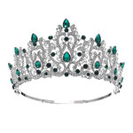 (พร้อมส่งจากไทย) มงกุฏ 114 สีเขียว มงกุฎนางงาม มงกุฎเพชร สวยงามอลังการ ฐานมงวงกลมปรับได้