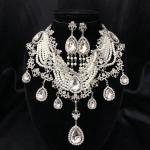 (พร้อมส่ง) สร้อยคอไข่มุก+ต่างหู 089 (หนีบ) สีเงิน