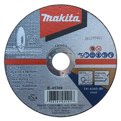 ใบตัดสแตนเลส MAKITA 4″ 100×1.6x16mm A60T B-45749