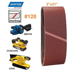 ผ้าทรายสายพาน3"x21" #120 NORTON