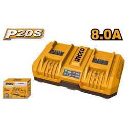 INGCO แท่นชาร์จแบตเตอรี่ 2 พอร์ต 20V/8A รุ่น FCLI2082