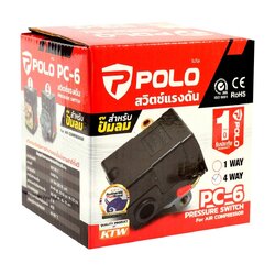 POLO สวิตช์ควบคุมแรงดัน ระบบลม (4 WAY) รุ่น PC-6-4 ช่วงแรงดัน 20-175 PSI ใช้งานสำหรับปั๊มลม (โปโล)