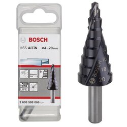 ดอกสเต็ป HSS Aluminium Titanium 9 step 4-20mm. (Black) BOSCH