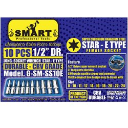 ชุดลูกบล็อกยาวหัวดาว10ตัว/ชุด SMART G-SM-SS10E