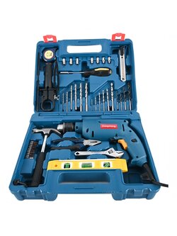 Dongcheng(DCดีจริง) DZJ04-13 set ชุดสว่านกระแทก 13mm. 500w. +อุปกรณ์เครื่องมือช่าง 43 ชิ้น