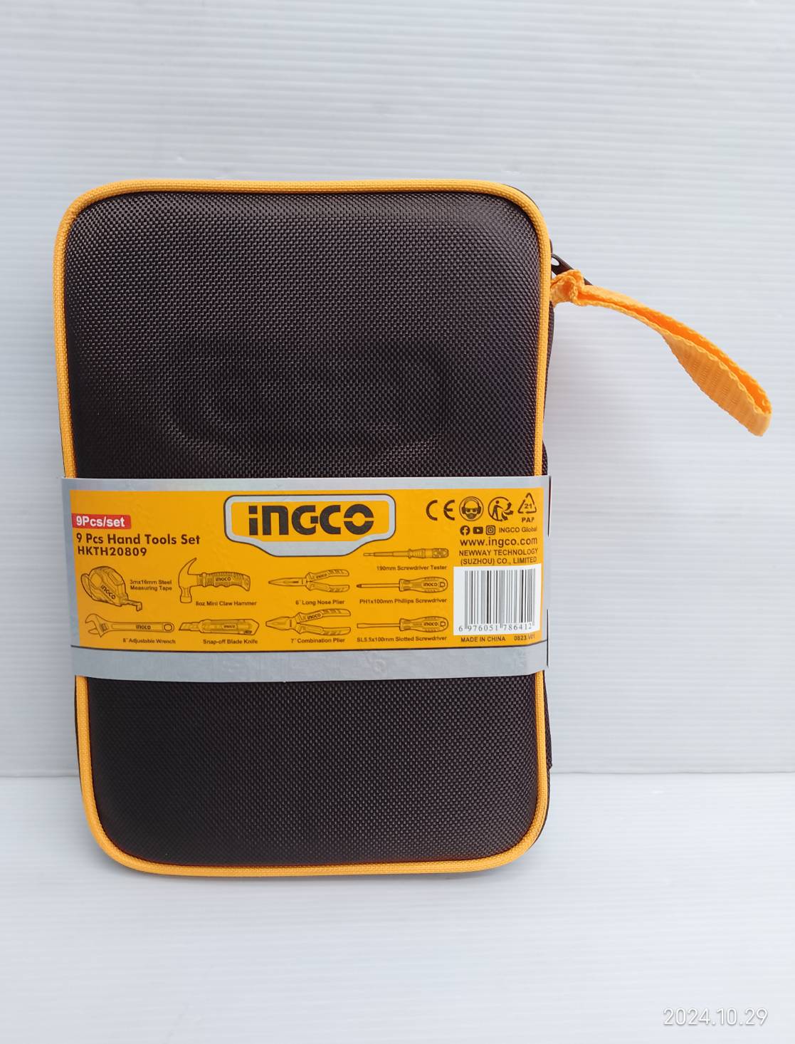 INGCO ชุดเครื่องมือช่าง 9 ชิ้น/ชุด รุ่น HKTH20809 พร้อมกระเป๋าผ้าใส่เครื่องมือ
