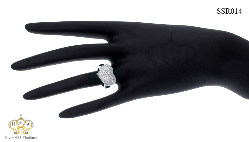 แหวนเงินแท้925เพรชประดับเพรชแท้สวิส เกรดดี น้ำใส
