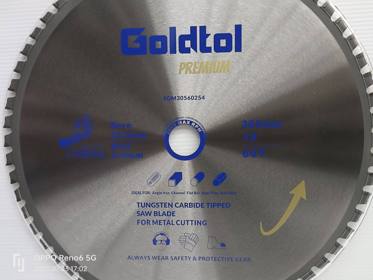 Goldtol ใบเลื่อยตัดเหล็ก ฟันTCT 12"x60T G-71364