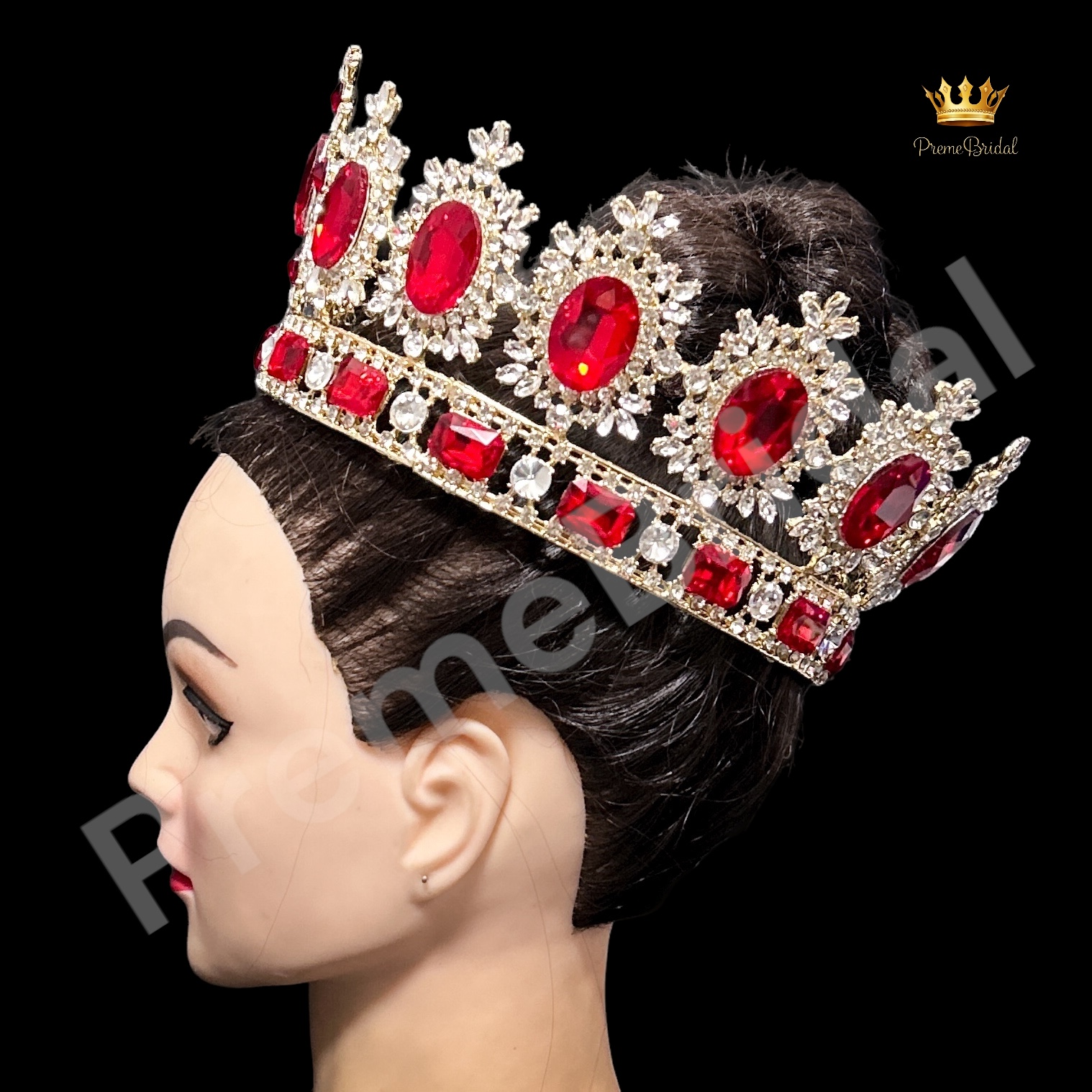 (พร้อมส่ง) มงกุฏผู้ชาย 027 สีแดง มงกุฎผู้ชาย มงกุฎพระราชา มงกุฎประกวด