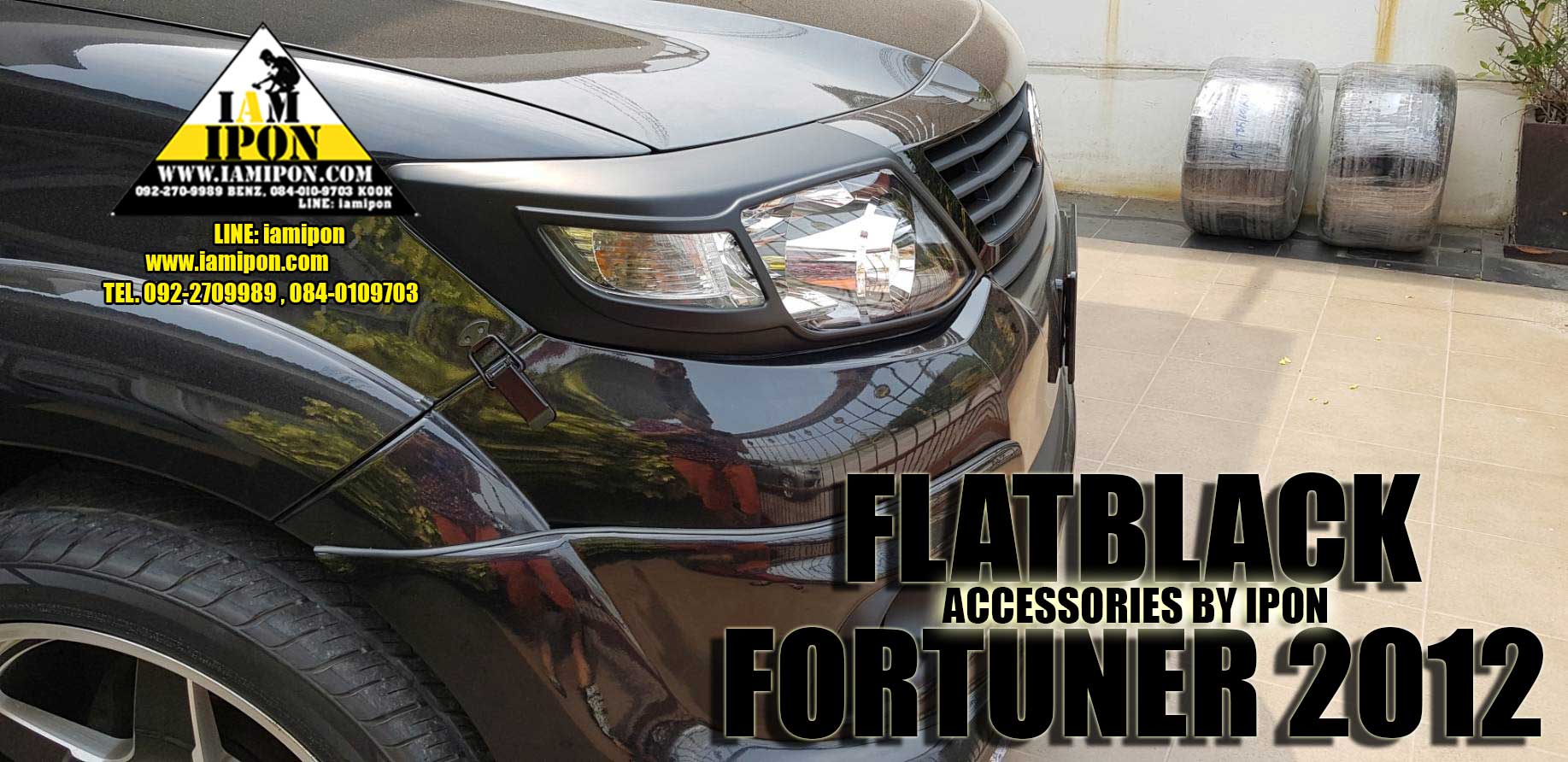 HEAD LAMP COVER FORTUNER CHAMP 2012 FLATBLACK ครอบไฟหน้าดำด้านฟอร์จูนเนอร์แชมป์ 2012
