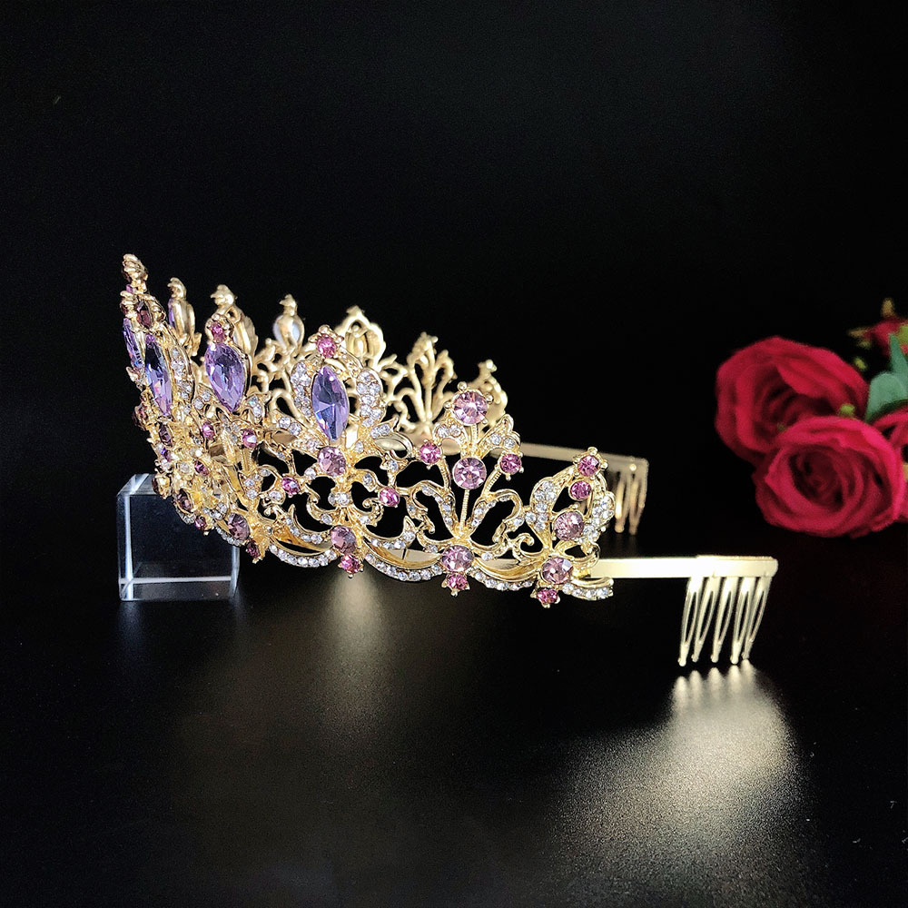 SET007 สีม่วง เครื่องประดับ 3 ชิ้น มงกุฎ สร้อยคอ ต่างหู จัดเซทสวยงาม สินค้าพร้อมส่งจากไทย