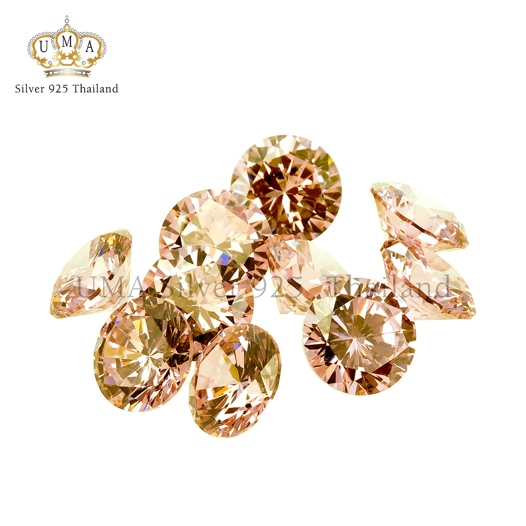 เพชรCZ 6A ทรงกลม แชมเปญ สีเหลืองอ่อน (Champagne Light ROUND CZ) - Size 1.30mm - 1แพ็ค - 1000เม็ด