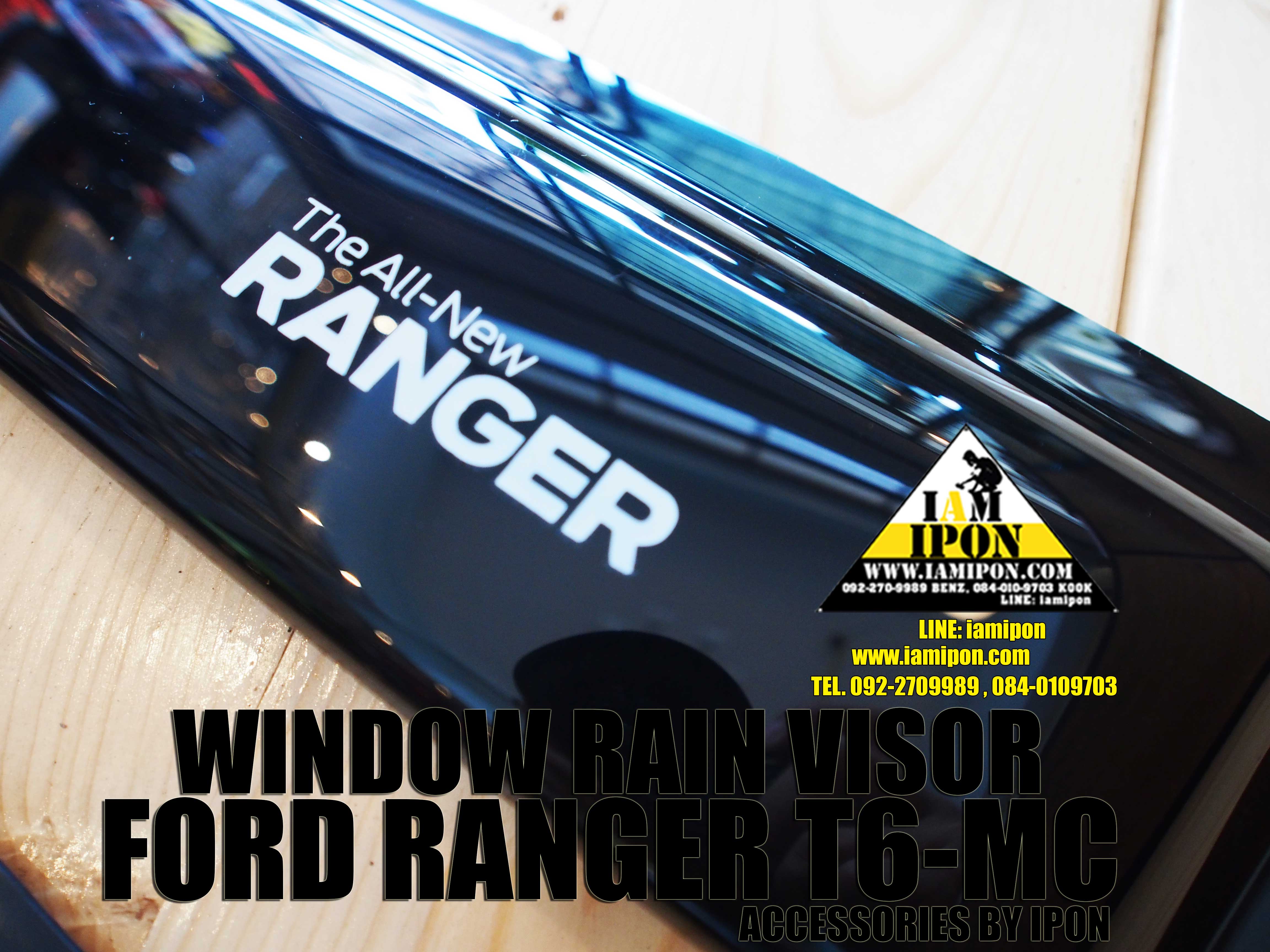WINDOW RAIN VISOR FORD RANGER T6-MC BLACK กันสาดดำฟอร์ดเรนเจอร์ T6-MC