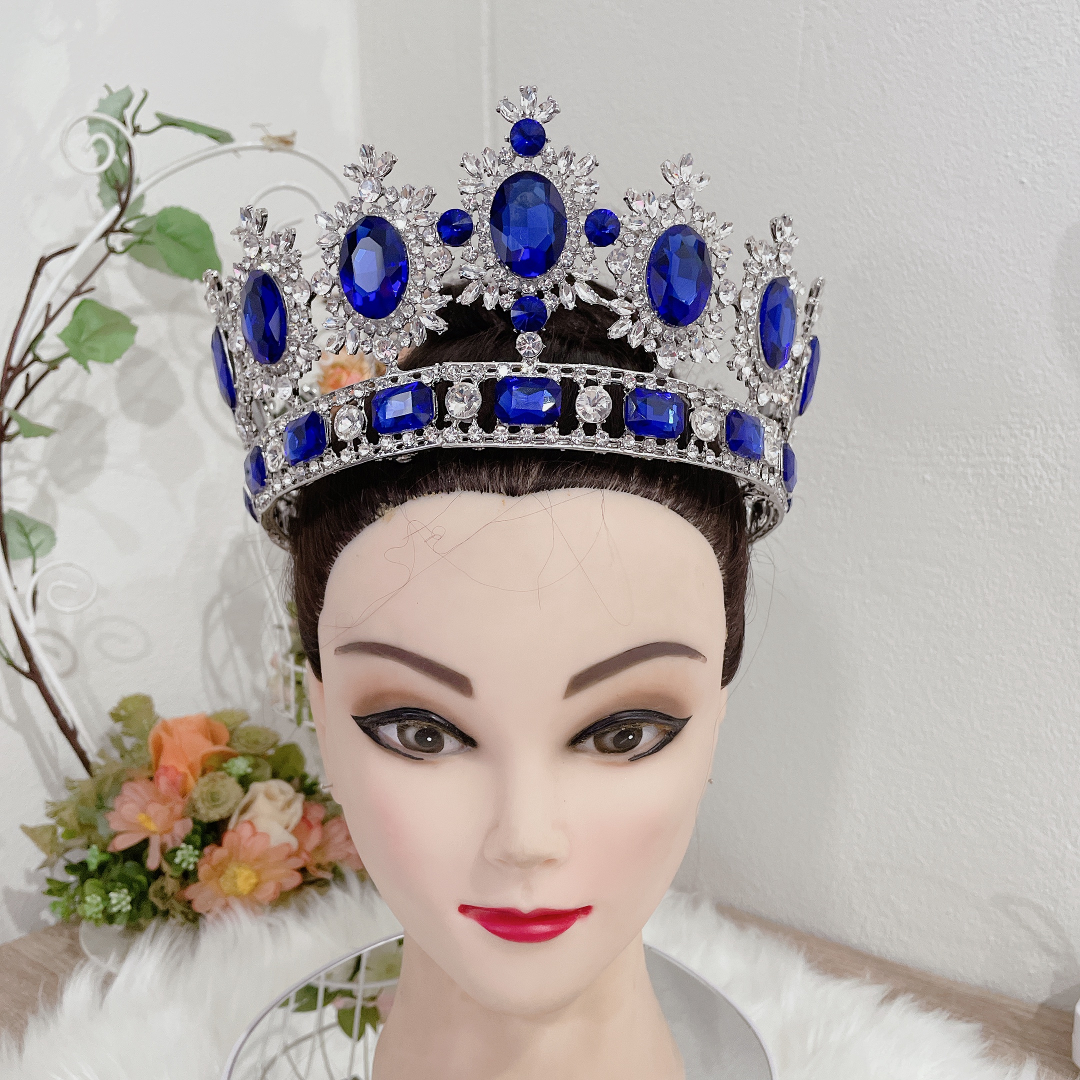 (พร้อมส่ง) มงกุฏผู้ชาย 027 สีน้ำเงิน มงกุฎผู้ชาย มงกุฎพระราชา มงกุฎประกวด