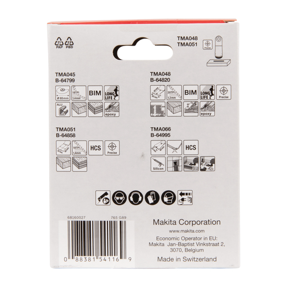 ชุดใบมัลติทูล4ตัวชุด MAKITA #B-67505 สำหรับงานปูพื้น