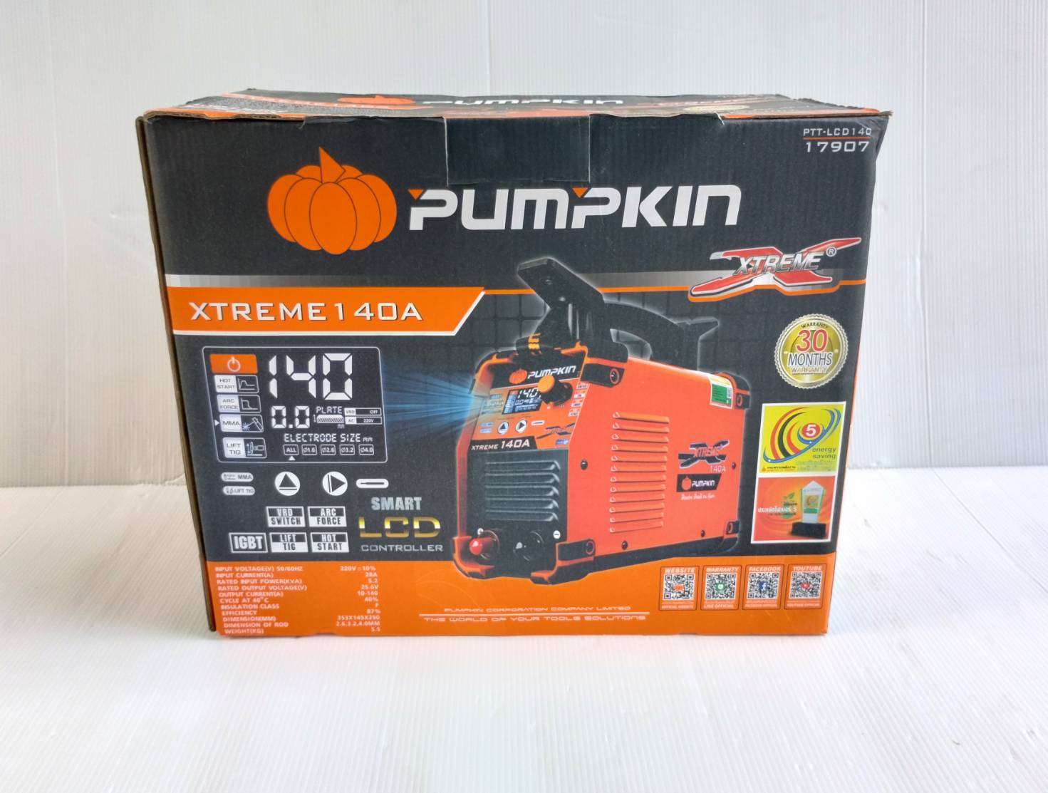 ตู้เชื่อมระบบ DIGITAL หน้าจอ LCD IGBT รุ่น XTREME140A PUMPKIN