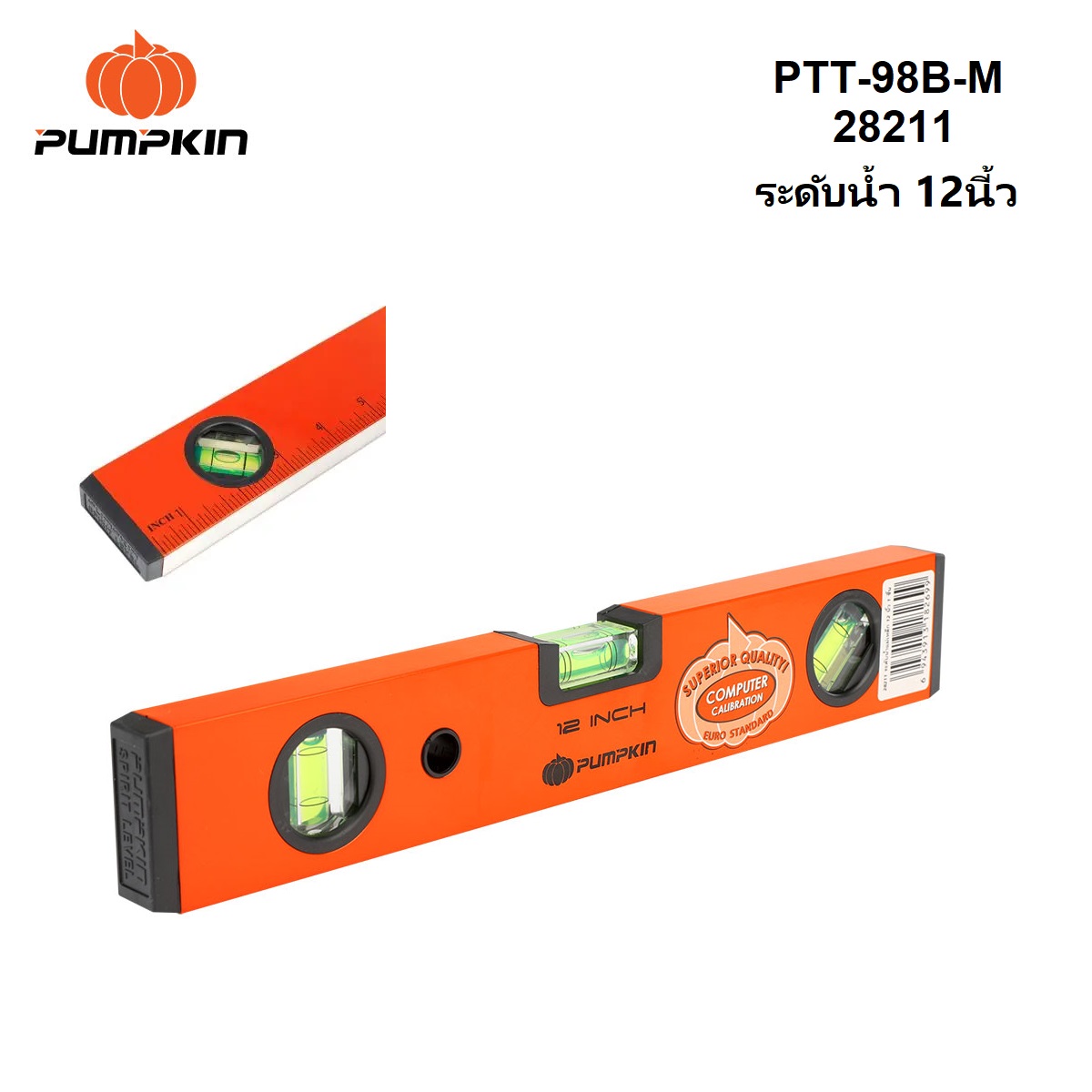 ระดับน้ำอลูมิเนียมมีแม่เหล็ก12นี้ว PTT-98B-M PUMPKIN 28211