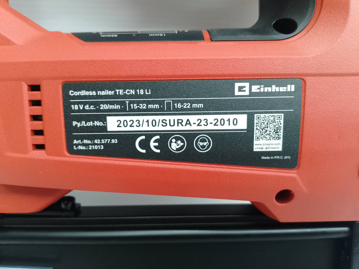 EINHELL เครื่องปืนยิงตะปู18V TE-CN 18 Li (ตัวเปล่า) (F-32 / 422J) (A4257793)