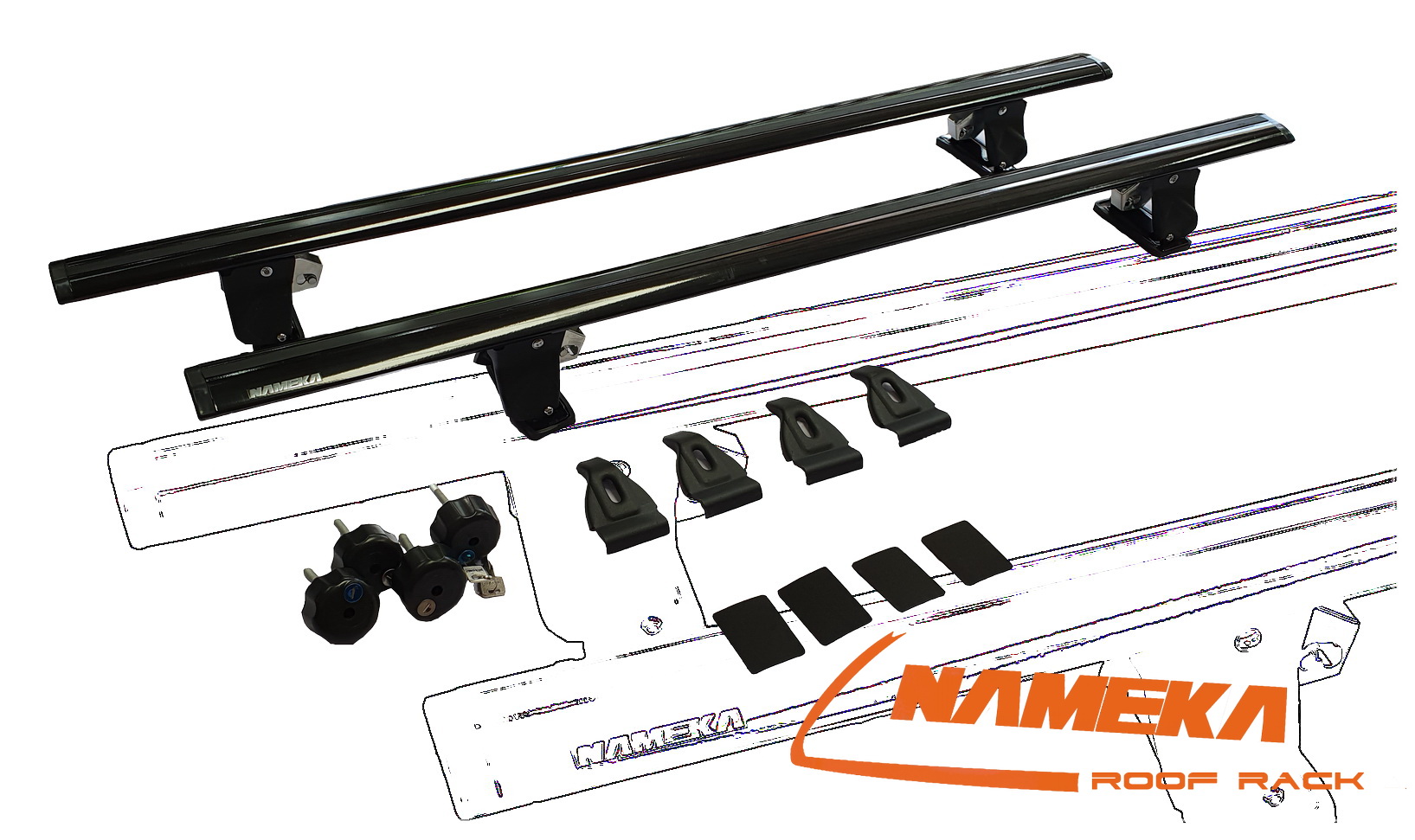 roof rack NC-20 ชุดขาจับแร็คหลังคาพร้อมคานขวาง มีกุญแจกันขโมย สำหรับรถยนต์ทุกรุ่น
