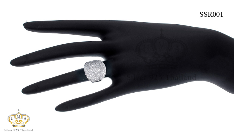 แหวนเงินแท้925เพรชประดับเพรชแท้สวิส เกรดดี น้ำใส
