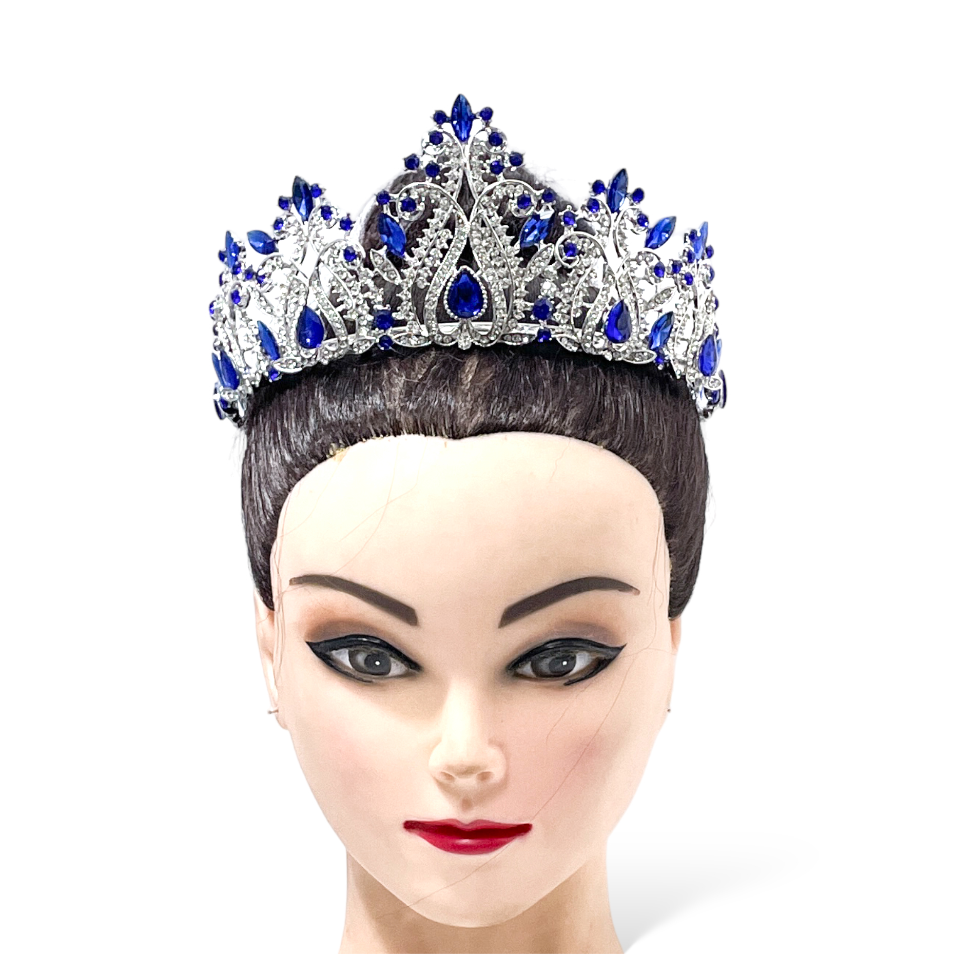 (พร้อมส่งจากไทย) มงกุฏ 118 สีน้ำเงิน งานสวย งานนางงาม รุ่นฐานกลม ปรับขนาดได้ ส่งด่วน ส่งจากไทย