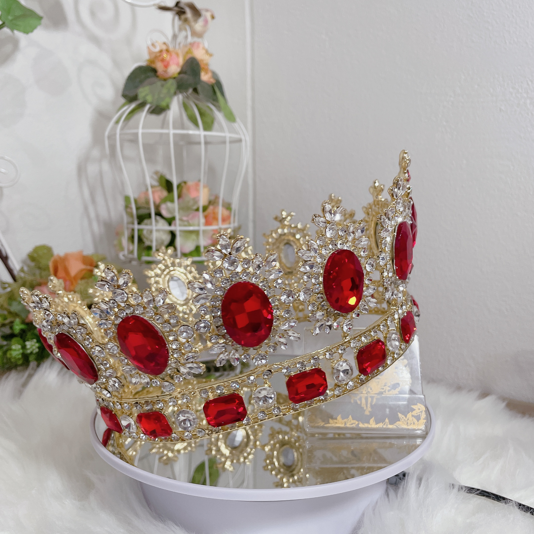 (พร้อมส่ง) มงกุฏผู้ชาย 027 สีแดง มงกุฎผู้ชาย มงกุฎพระราชา มงกุฎประกวด