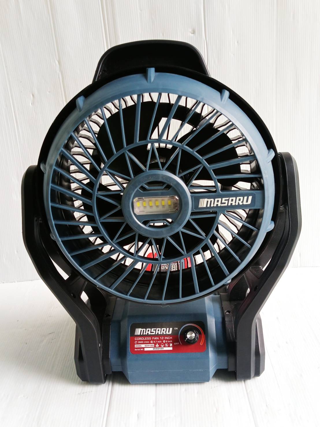 MASARU พัดลมไร้สาย SCFP-900-B1 12" มีไฟในตัว Power Turbo 20V แบตรุ่นใหม่