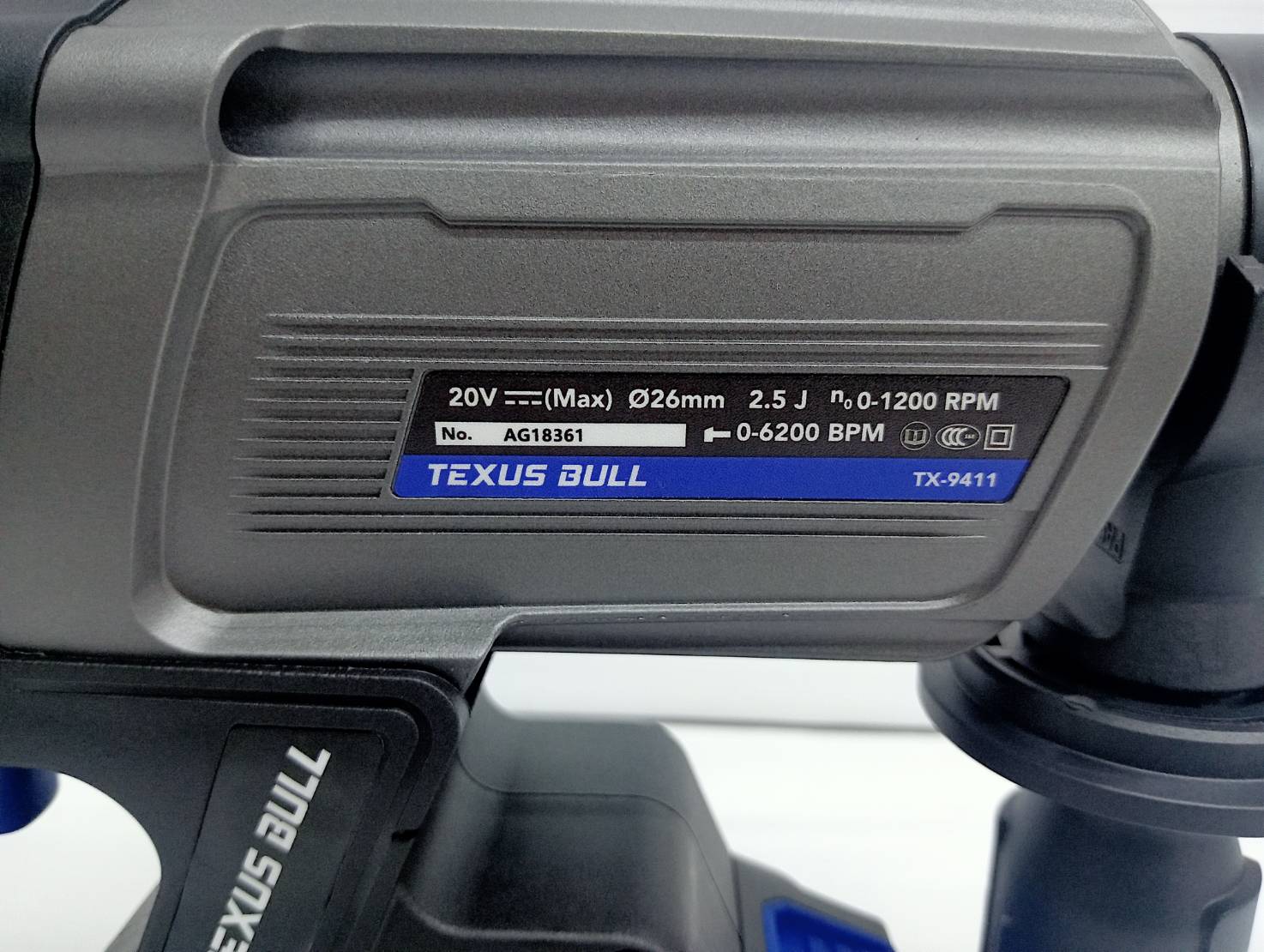 TEXUS BULL สว่านโรตารี่ไร้สาย 26มม. 3ระบบ 20V Rotary Hammer TX-9413 (ครบชุดพร้อมแบต 6.0Ah.)