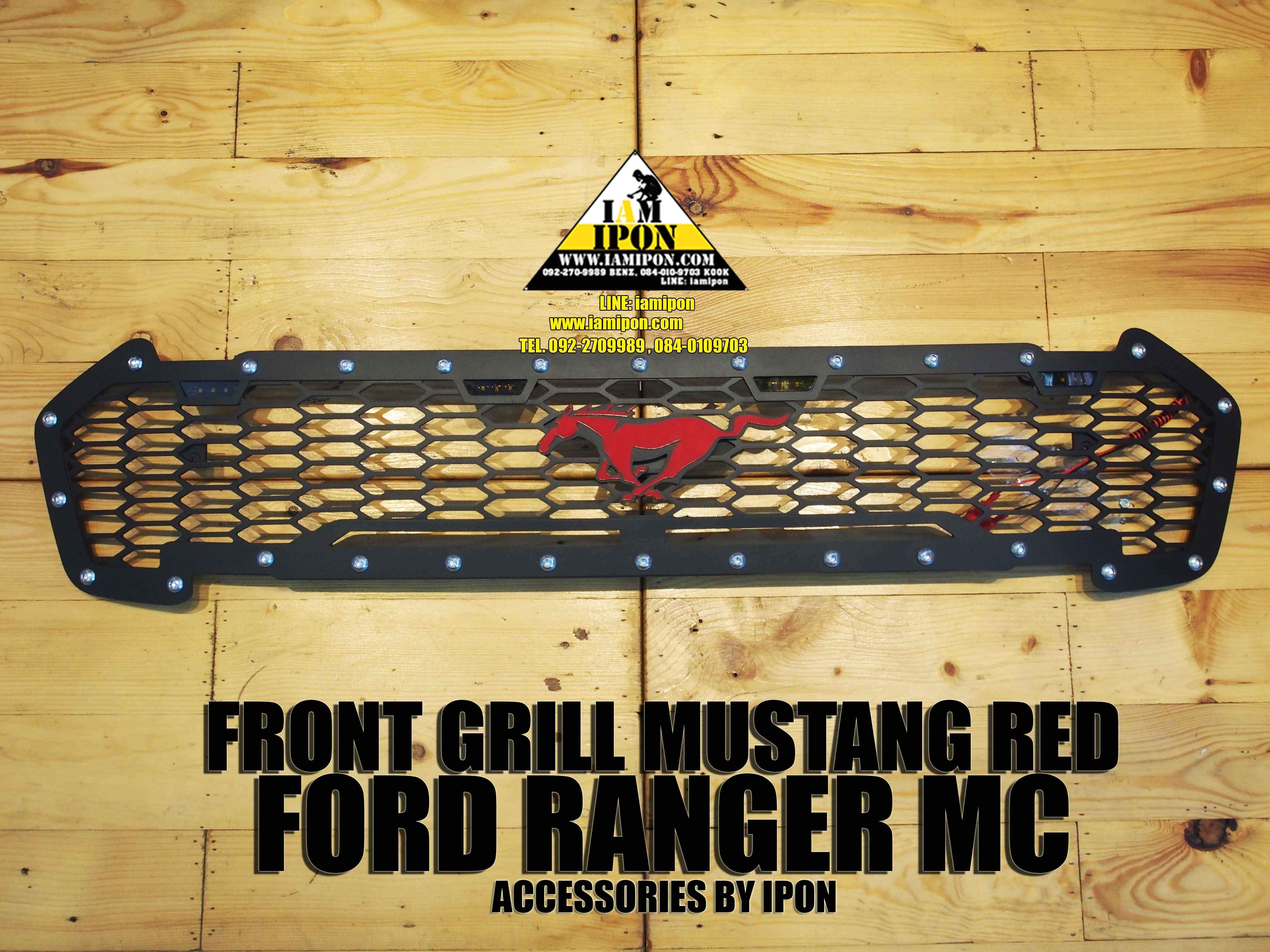 FRONT GRIIL FORD RANGER MC MUSTANG RED กระจังหน้าม้าแดงมัสแตงฟอร์ดเรนเจอร์ MC