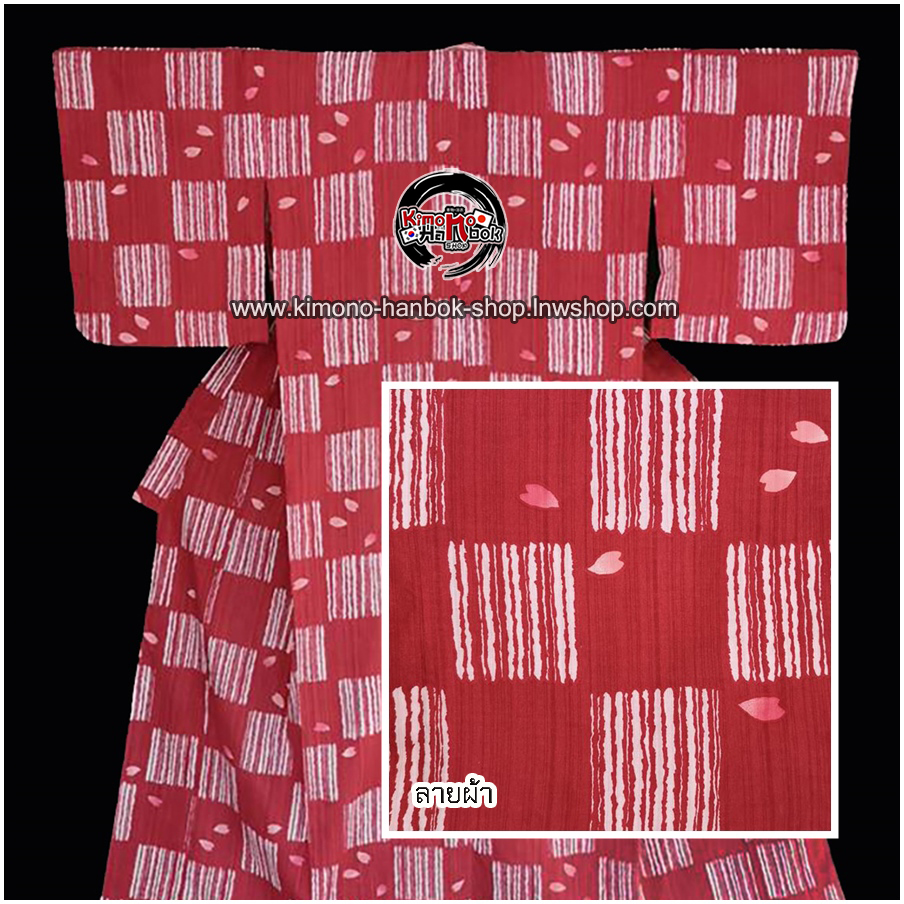 ยูกาตะสีแดงลายซากุระสีชมพู01