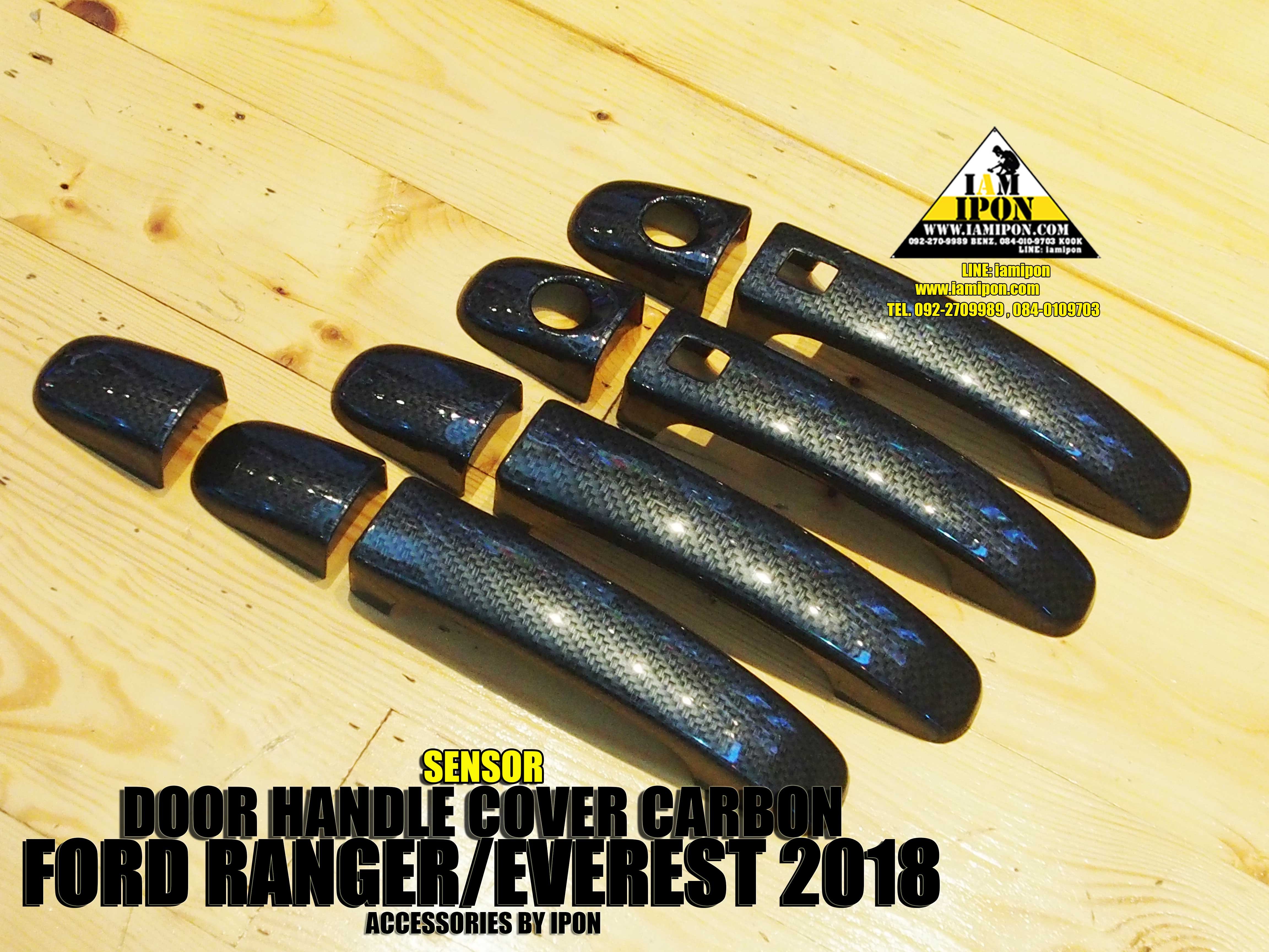 DOOR HANDLE FORD EVEREST CARBON ครอบมือจับคาร์บอนฟอร์ดเอเวอร์เรสต์ 2018 ( เว้าเซ็นเซอร์ )