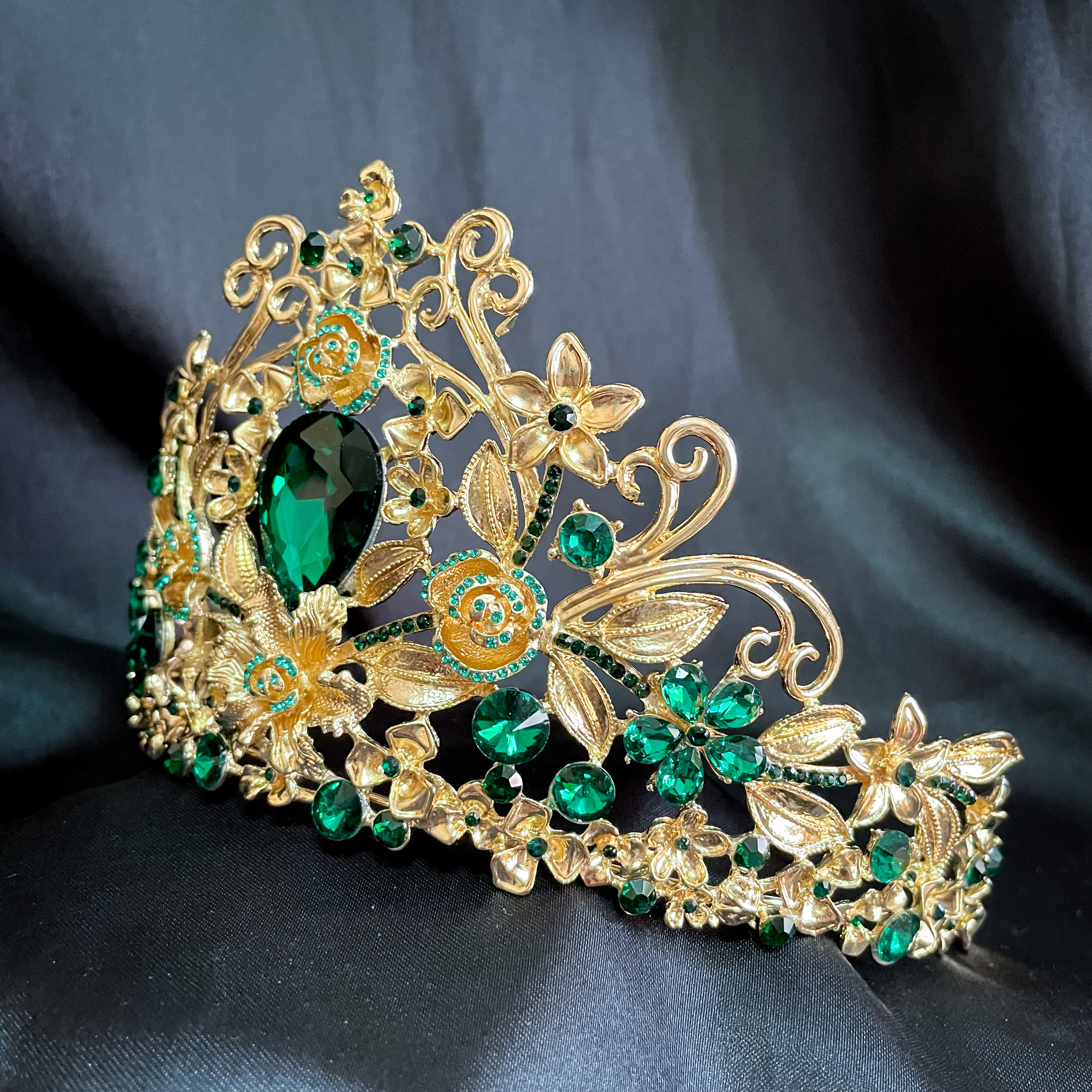 (พร้อมส่ง) เทียร่า 316 สีเขียว เทียร่า มงกุฎนางงาม งานสวย QC เพชรทุกเม็ด