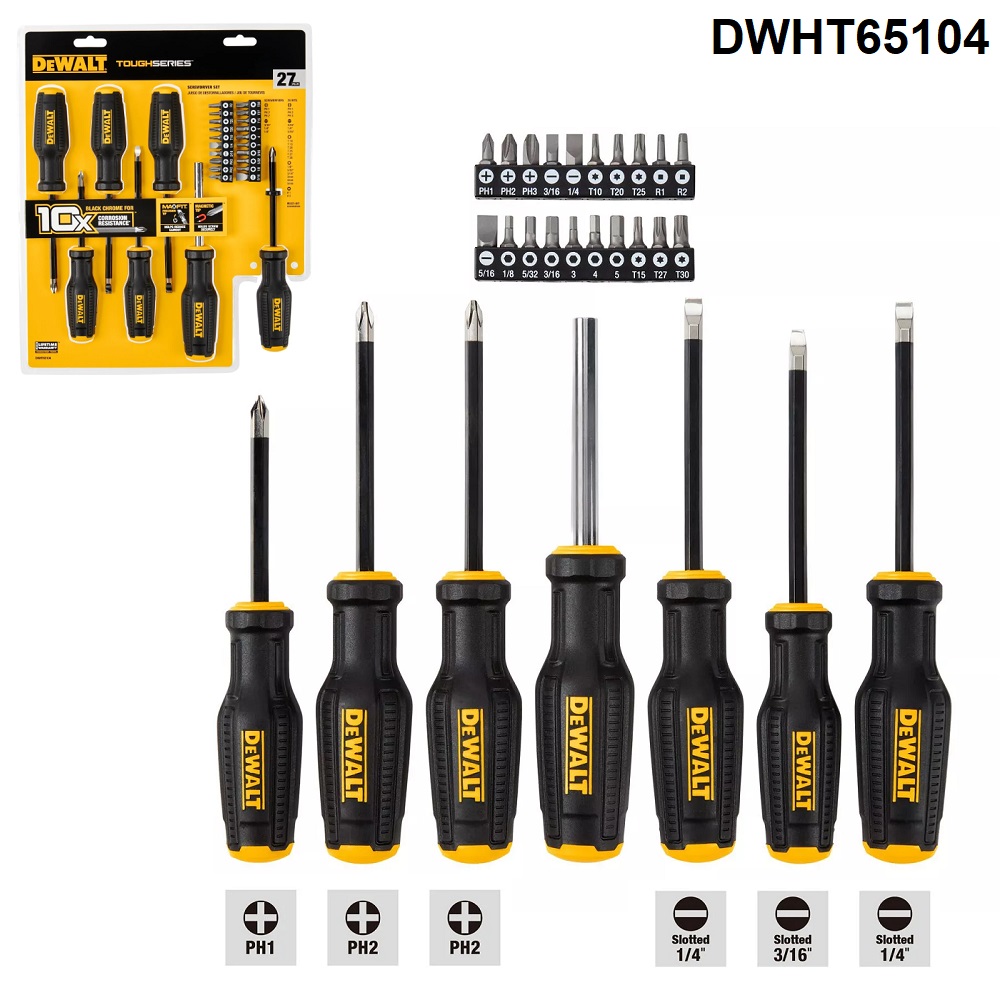ชุดไขควง 27 ชิ้น รุ่น Tough Series DWHT65104 DEWALT