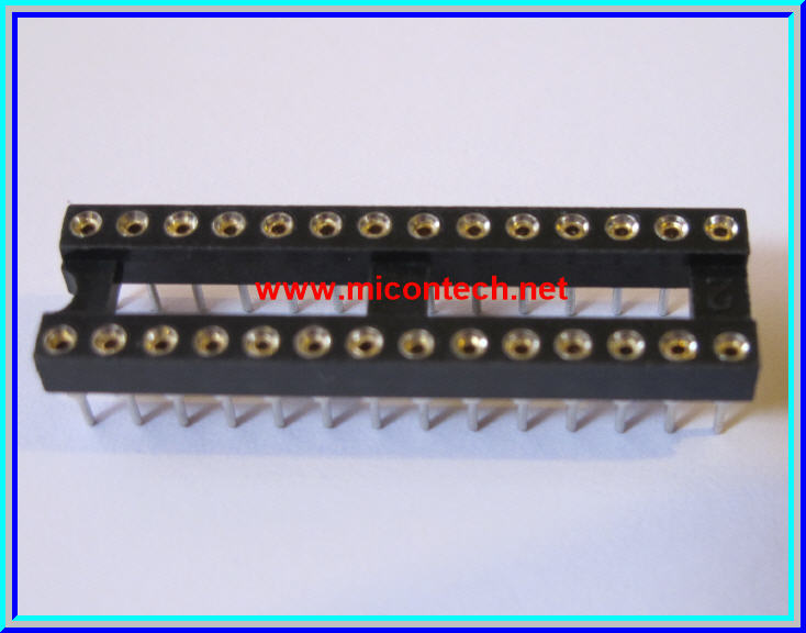 1x IC Socket Round Turned Pin Type Socket 28 pins 7.62mm/0.3 inch Pitch 2.54mm