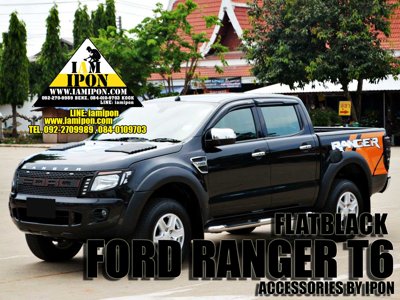 SCOOP BONNET FLATBLACK FORD RANGER T6-MC WITH 3M สกู๊ปหลอกฝากระโปรงหน้าดำด้านฟอร์ดเรนเจอร์ T6-MC