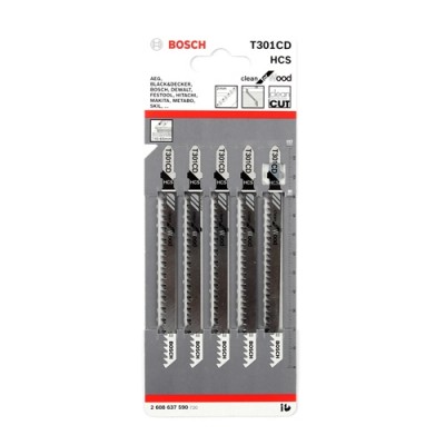 2608637590 BOSCH T301CD ใบเลื่อยจิ๊กซอว์ตัด-เจาะไม้ (5 ใบ/แพค)