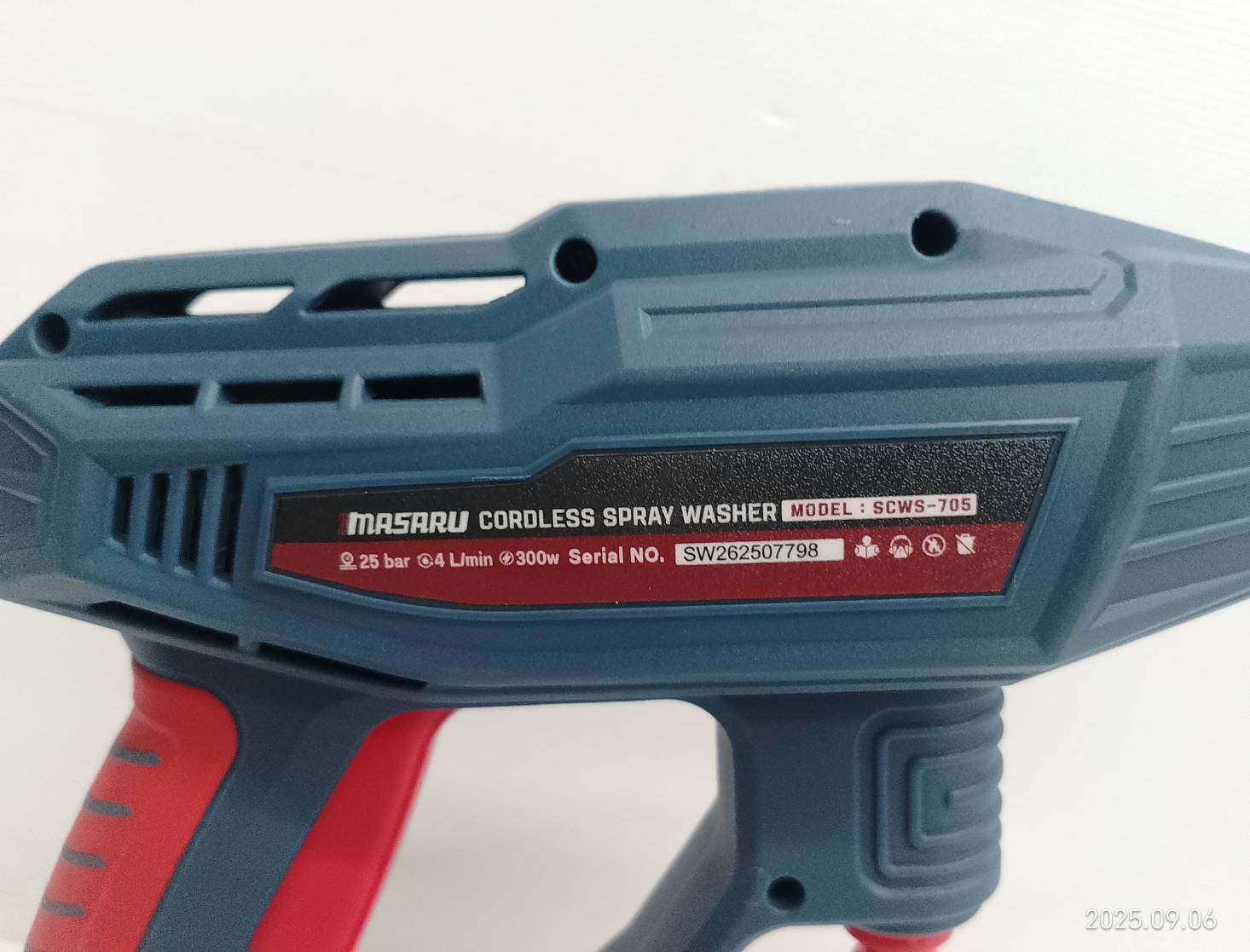 MASARU เครื่องฉีดน้ำไร้สาย 20V รุ่น SCWS-705-B1 มอเตอร์ Brushless แรงดันสูง เคลื่อนที่สะดวก ใช้งานง่าย