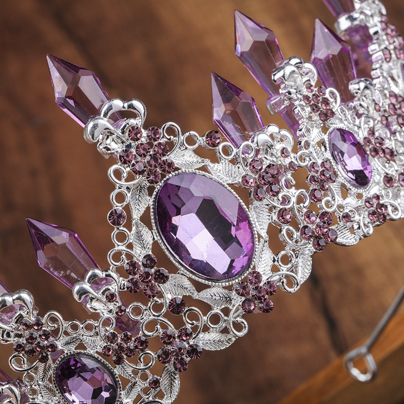 (พร้อมส่ง) เทียร่า 041 สีม่วง มงกุฎนางงาม มงกุฎเจ้าหญิง งานสวย ปราณีต QCเพชรทุกเม็ด สินค้าพร้อมส่งจากไทย