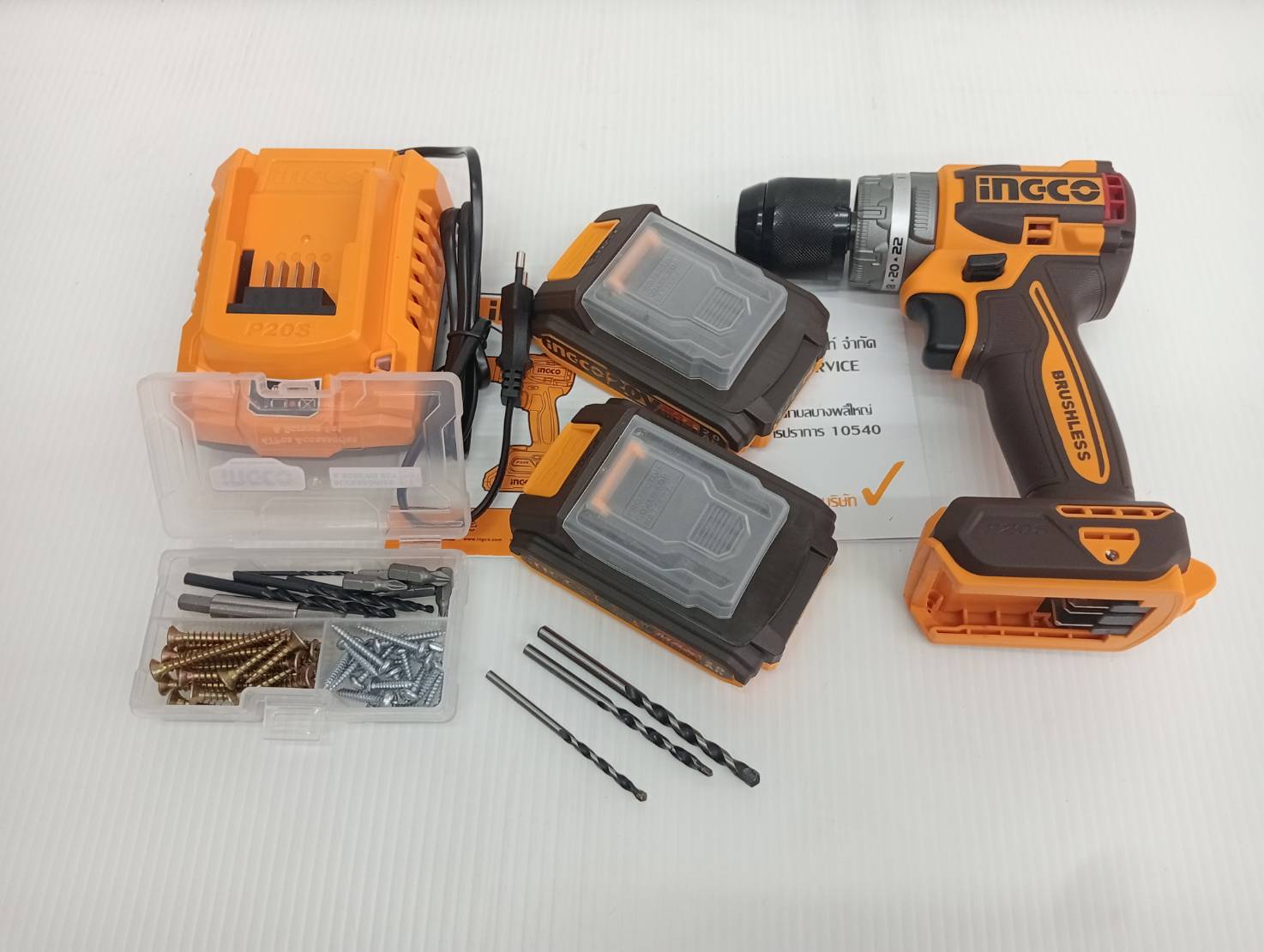 สว่านกระแทก20V CIDLI20602 INGCO ครบชุด