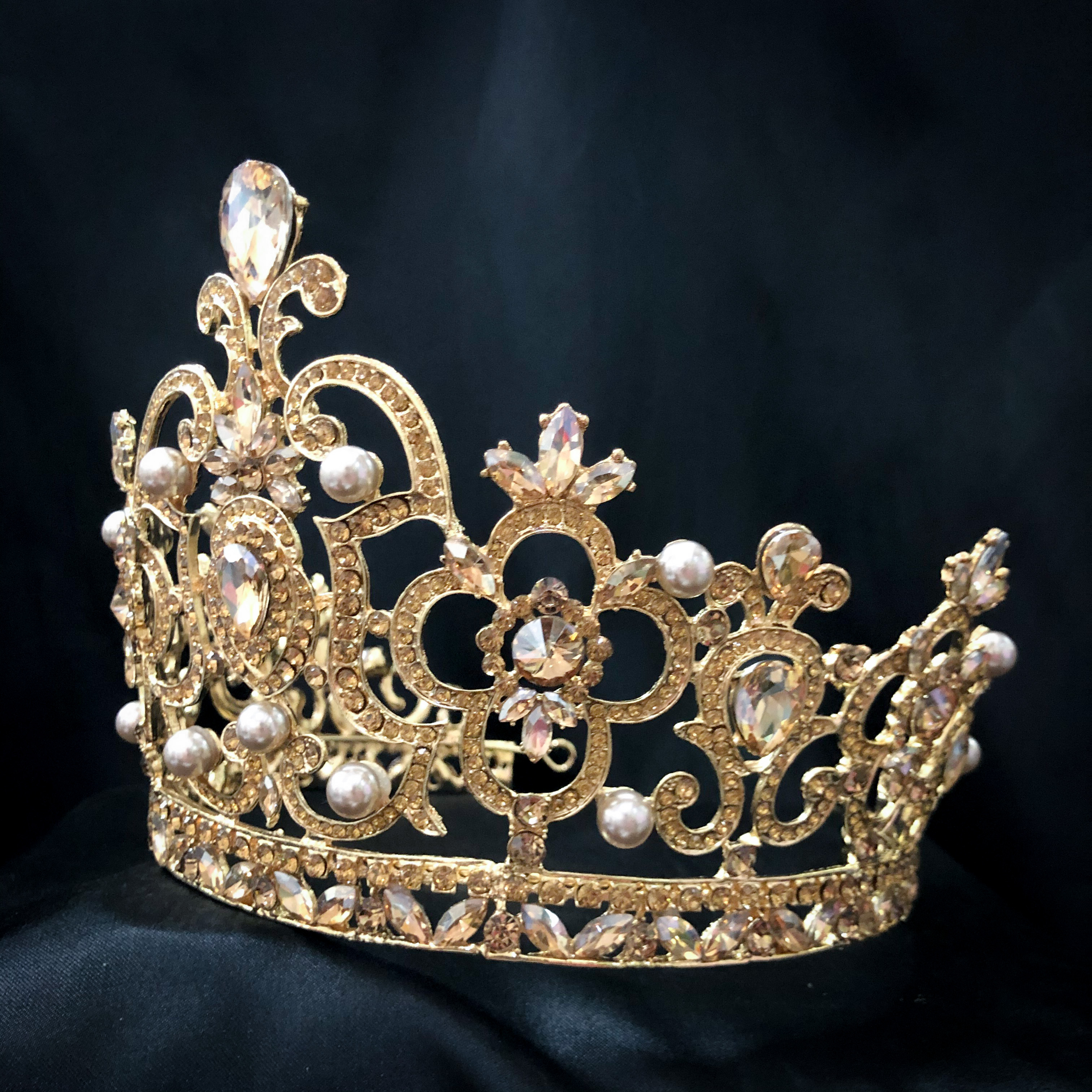 (พร้อมส่ง) เทียร่า 166 สีทอง-เพชรเหลือง มงกุฎนางงาม มงกุฎเจ้าหญิง งานสวย ปราณีต QCเพชรทุกเม็ด สินค้าพร้อมส่งจากไทย