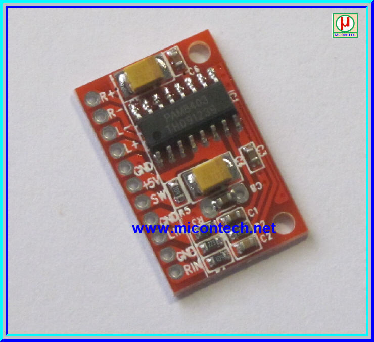 1x วงจรขยายเสียงสเตอริโอ PAM8403 คลาส D 3W+3W (Power Amplifier)