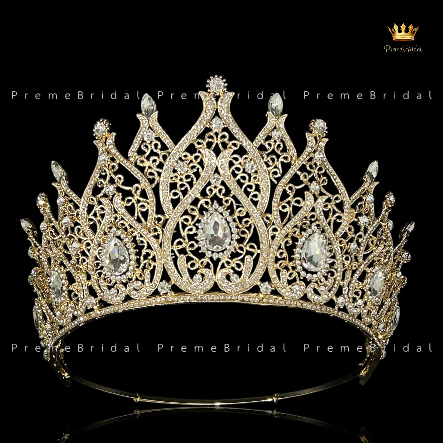 (พร้อมส่งจากไทย) มงกุฏ 115 สีทอง มงกุฎนางงาม มงกุฎเพชร มงกุฎประกวด สวยงามอลังการ ฐานมงวงกลมปรับได้ สินค้าพร้อมส่ง ไม่ต้องรอนาน งานพรีเมี่ยม