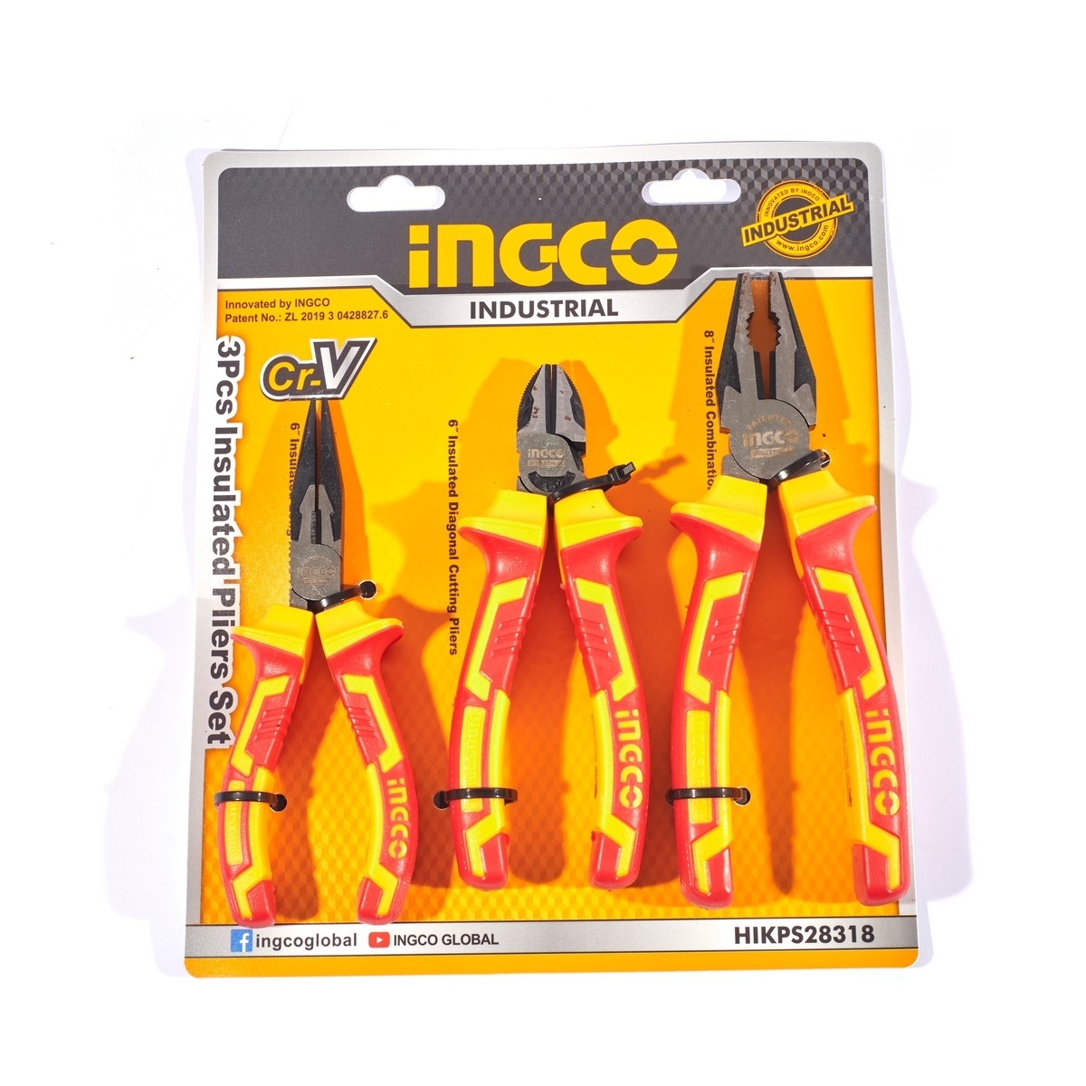 INGCO ชุดคีม VDE หุ้มฉนวนกันไฟฟ้า 3 ชิ้น รุ่น HIKPS28318